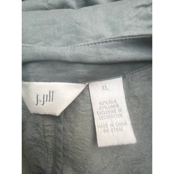 J Jill Silk Jacket XL Metallic Thread Button Front Pockets - Picture 5 of 10